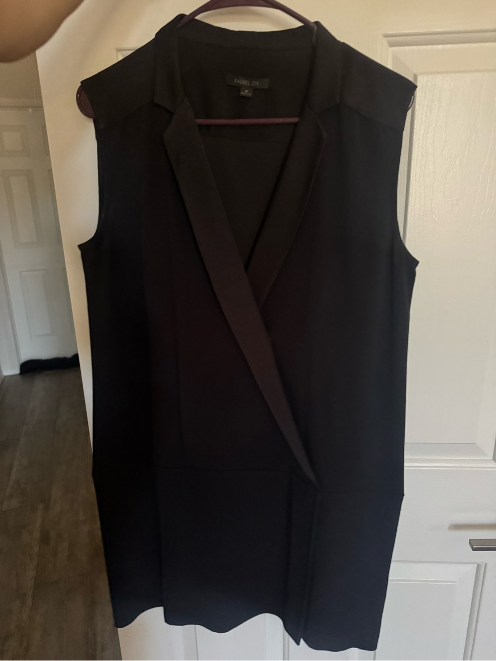 Rachel Zoe Black Sleeveless Tux Vest Mini Dress - deep v neck size M